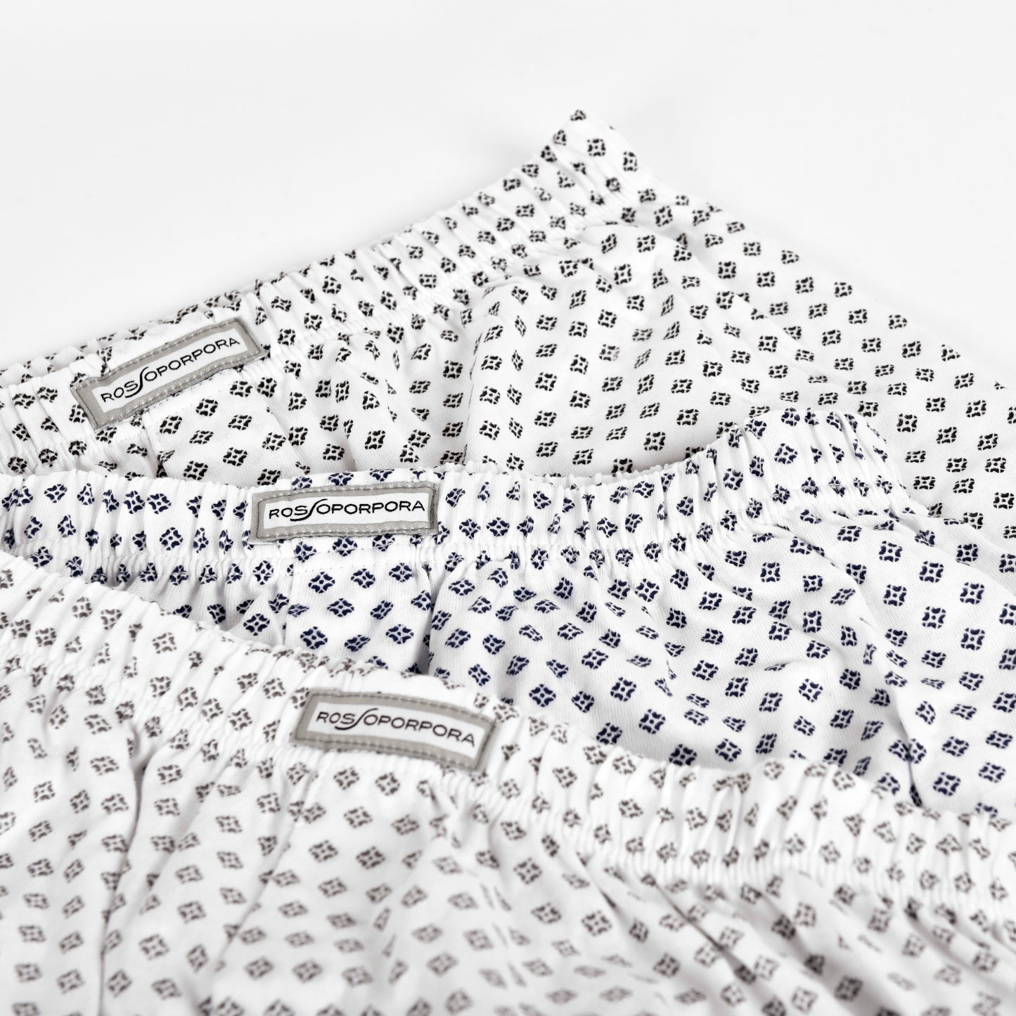 Boxer 100% cotone pettinato bianco con fantasia rombi ROSSOPORPORA