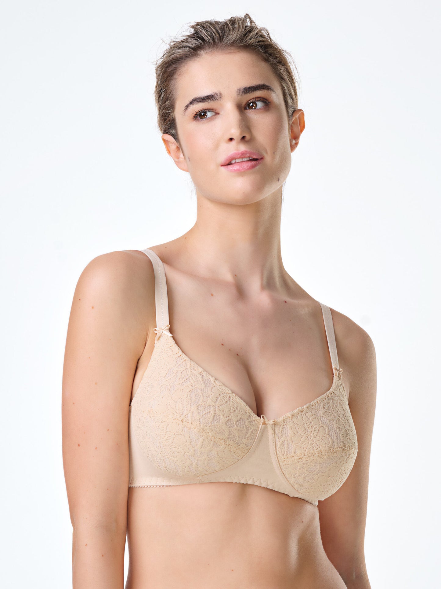 Reggiseno imbottito in cotone elasticizzato e pizzo elastico senza ferretto 331 SPIMAN