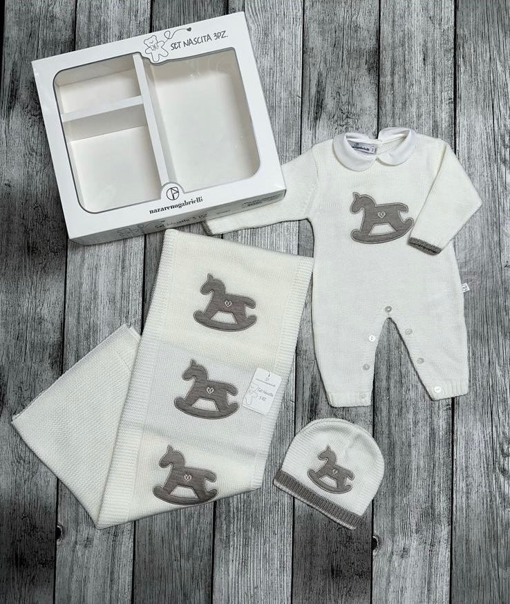 Set Nascita 3 pezzi neonato Tutina Coperta e Cappello NG-3488 NAZARENO GABRIELLI