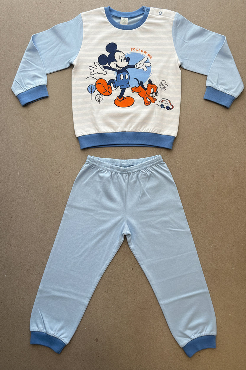Pigiama Neonato e Bambino manica lunga primaverile in Jersey di Cotone Mickey Mouse Disney ELLEPI - Taglia 3 anni