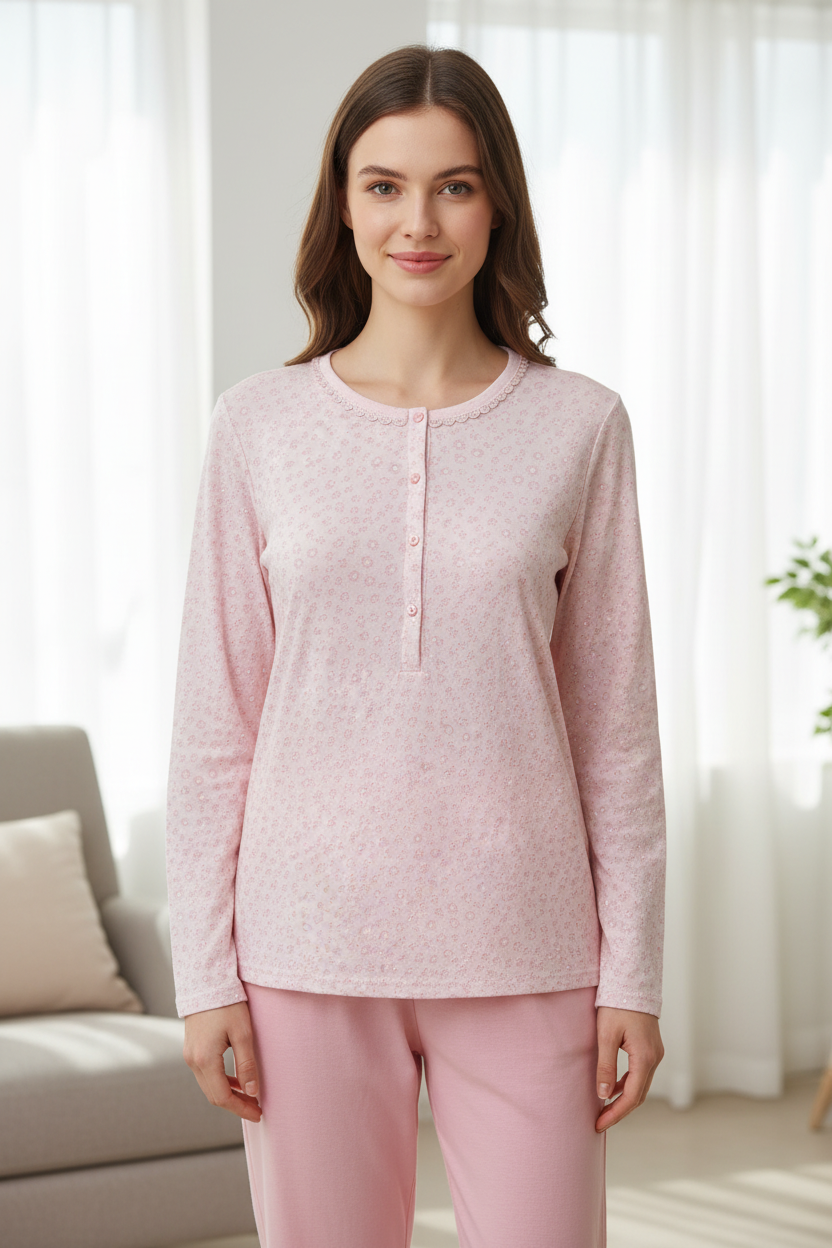 Pigiama donna jersey di cotone stampato LINCLALOR - Taglia 48