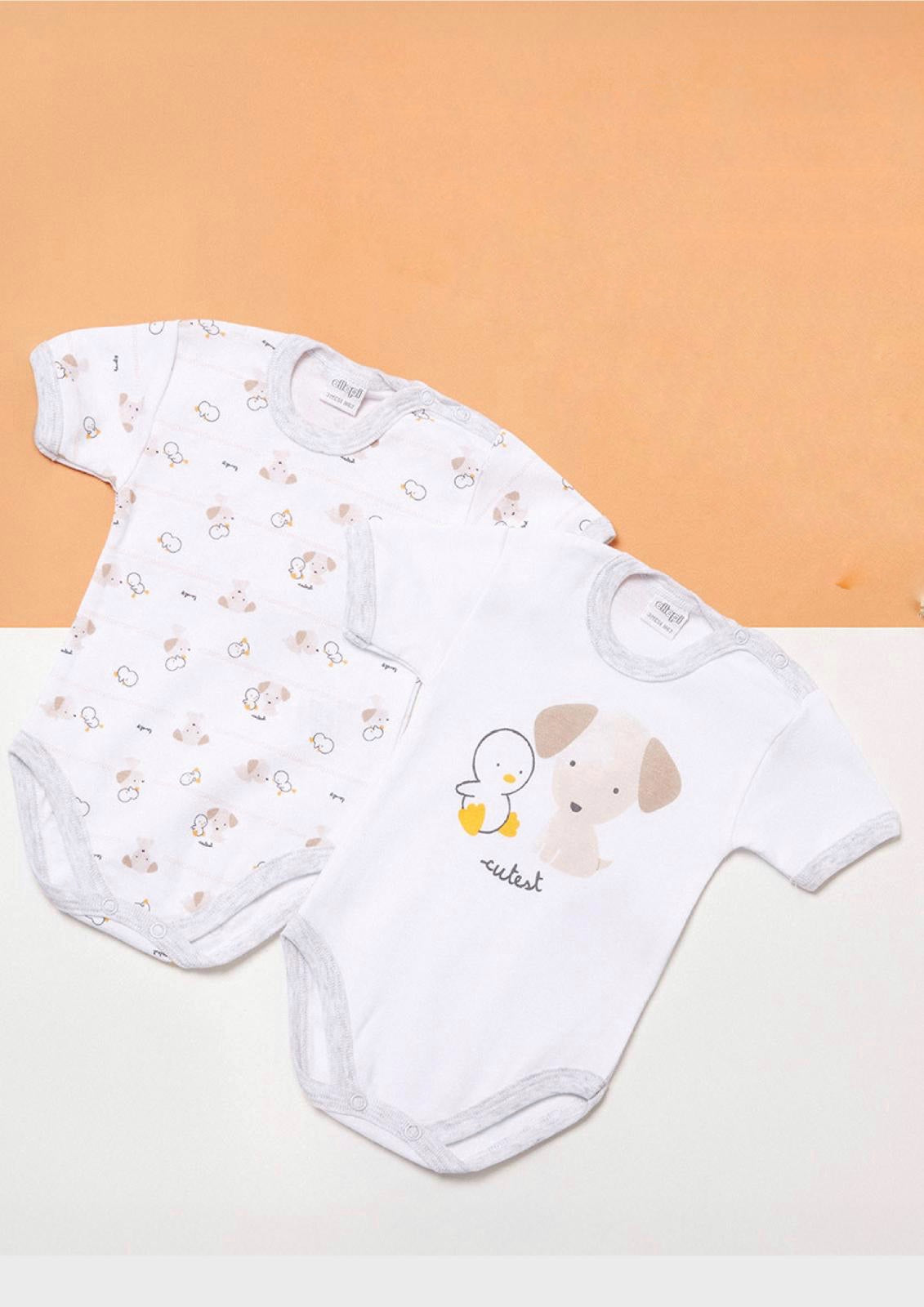 Coppia body neonato puro cotone mezza manica ELLEPI