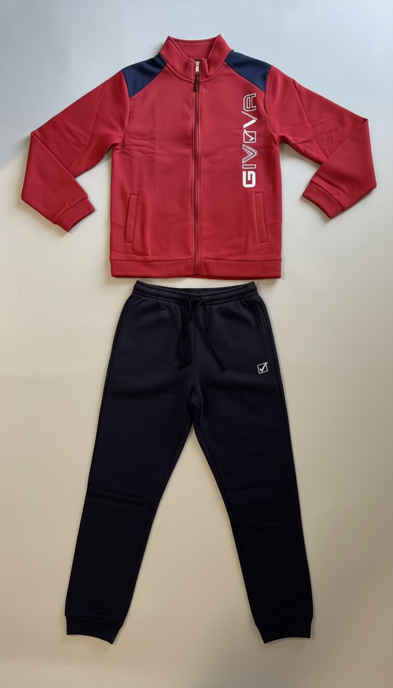 Tuta Uomo in felpa modello Rosso e Navy con zip - GIVOVA