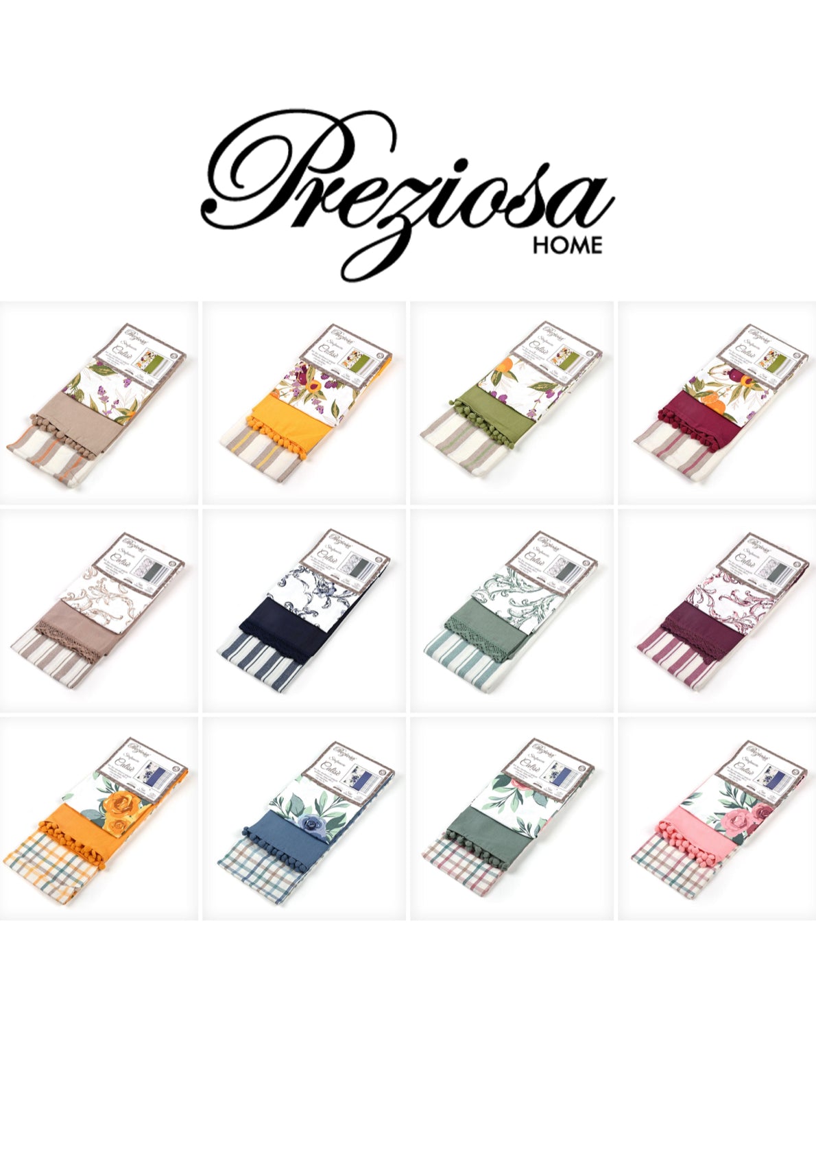 Tris Strofinacci Set Calisè Spigati con Merletto PREZIOSA