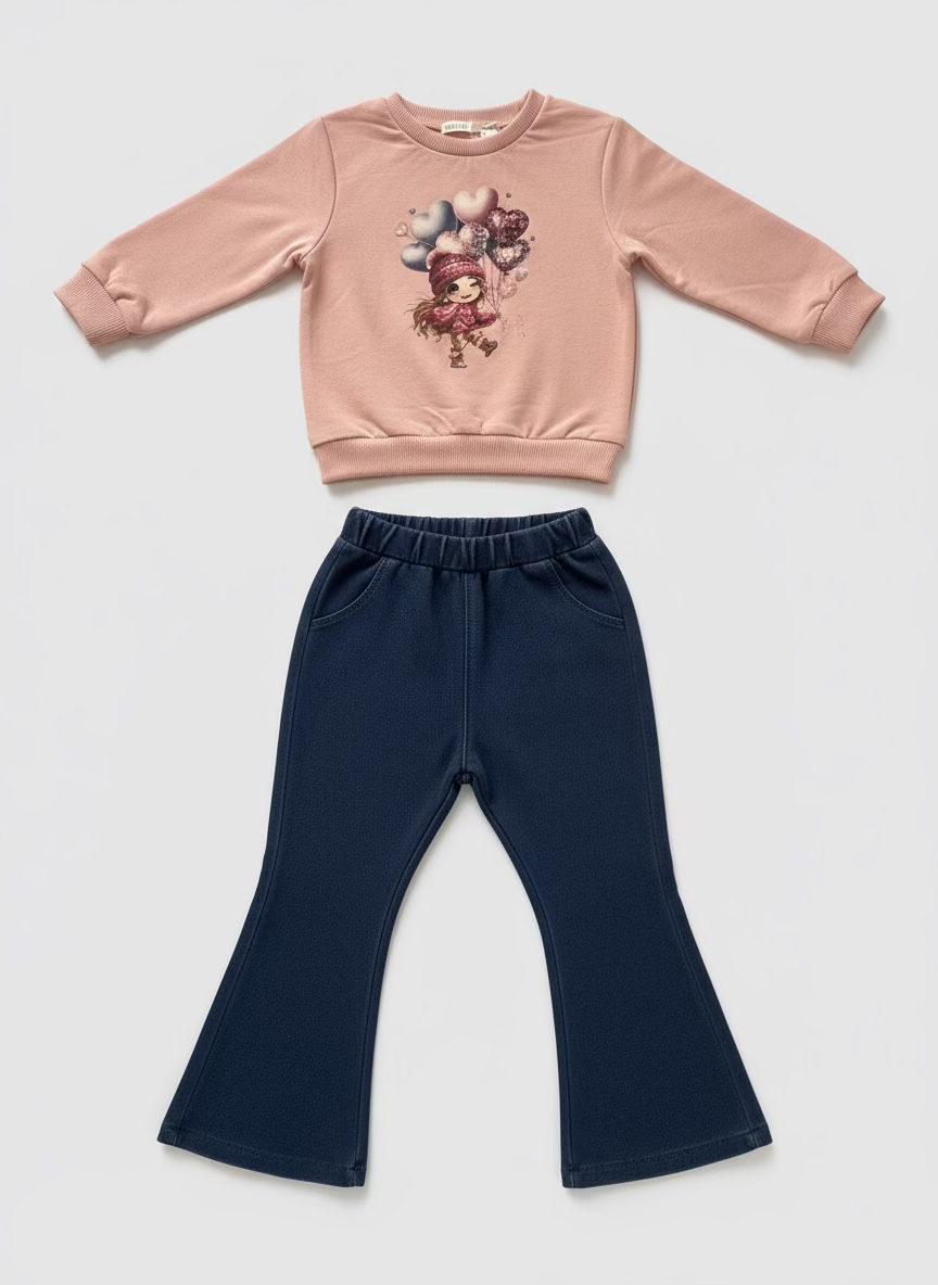 Completo neonata con maglia felpata e jeans a zampa – Taglia 30 mesi