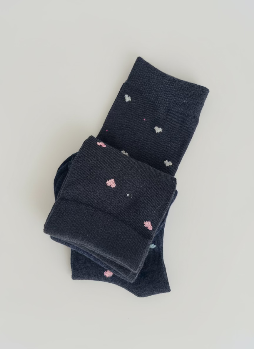 Tripack Calze Donna Caldo Cotone Fantasia Cuoricini - CHARRO