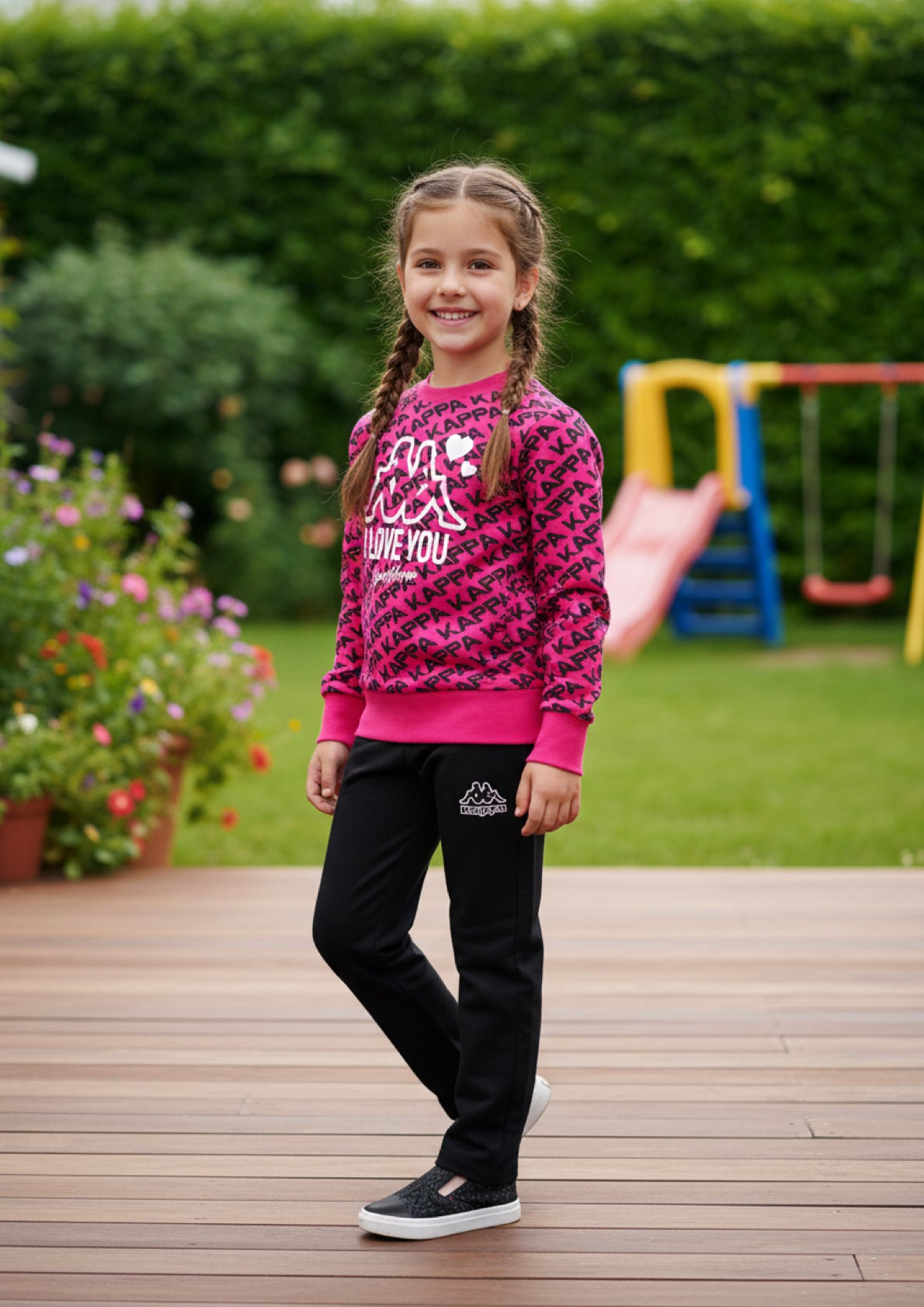Tuta bambina in cotone garzato KAPPA -Taglie 5 e 6 anni