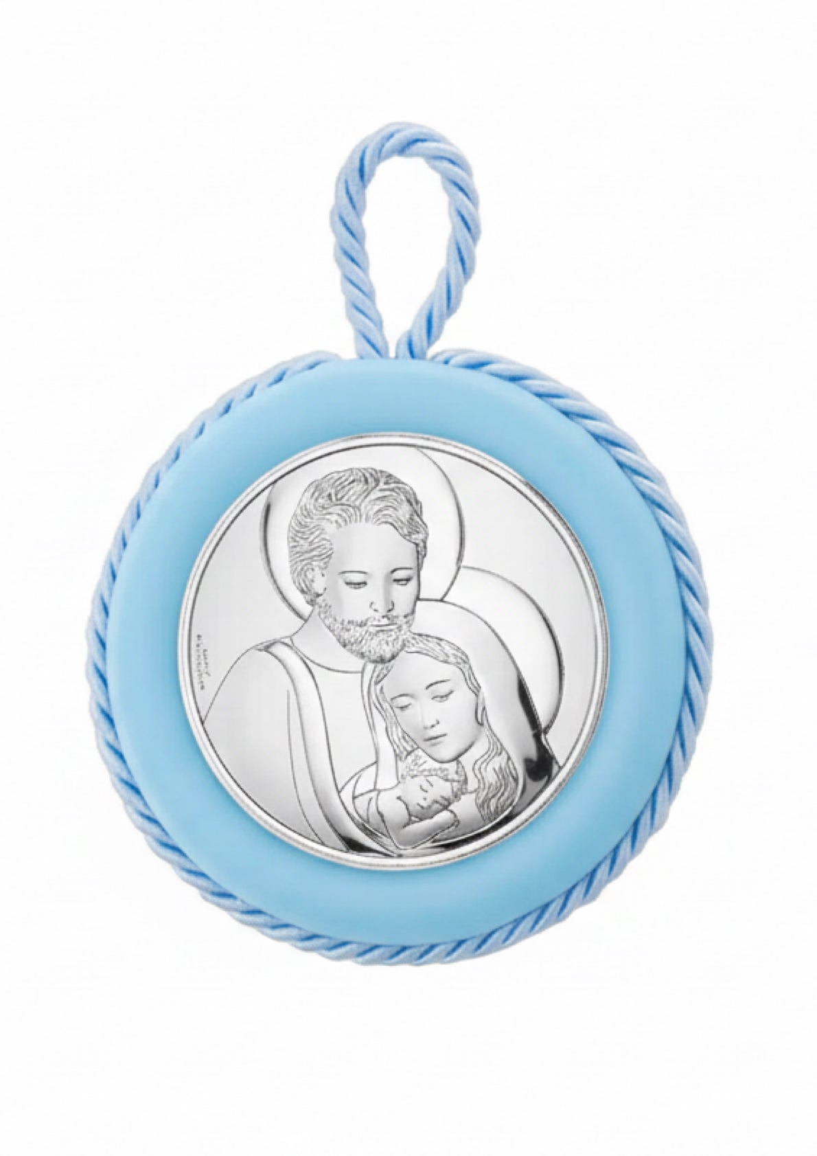Medaglione Sacra Famiglia in pelle con lamina in argento VALENTI