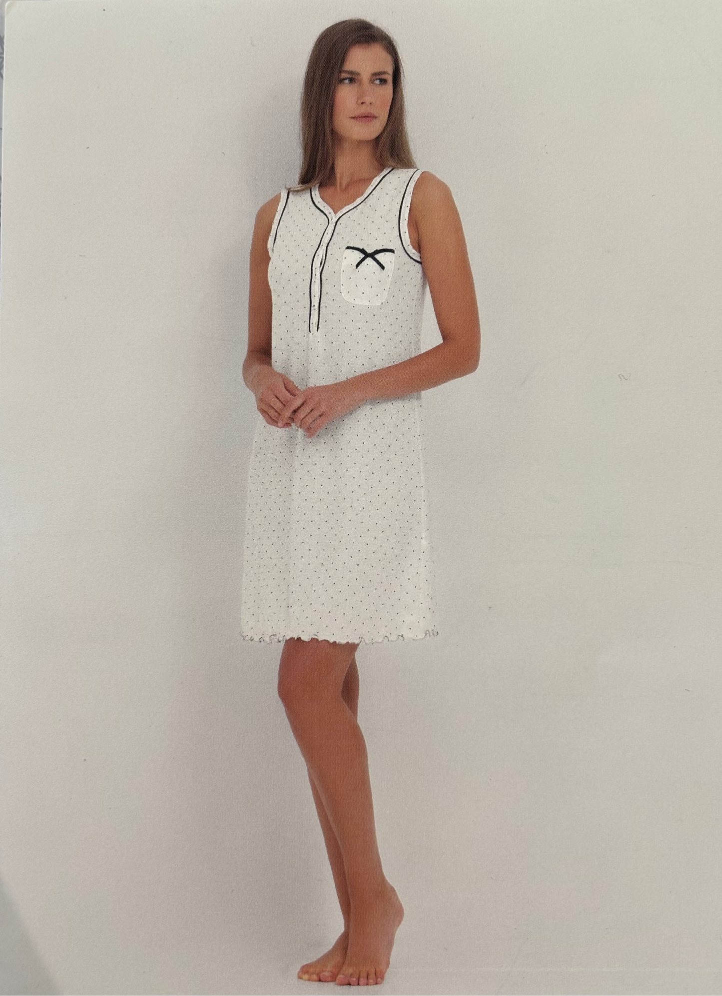 Camicia da notte Donna spalla larga in cotone jersey stampato - LINCLALOR