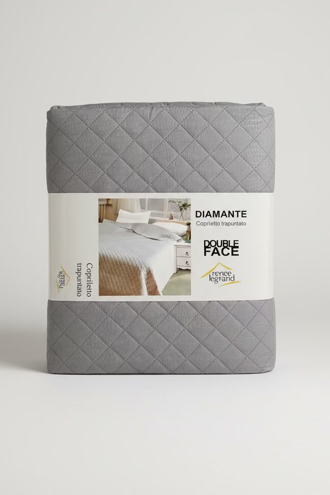Copriletto Trapuntato Leggero Una Piazza e Mezza Double Face Rombi DIAMANTE - Renée Legrand