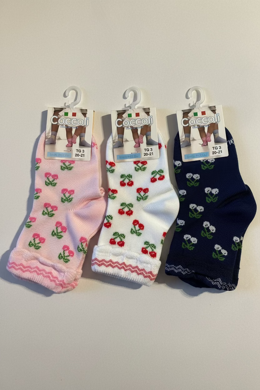 Tre Calze corta Baby in fresco cotone COCCOLI