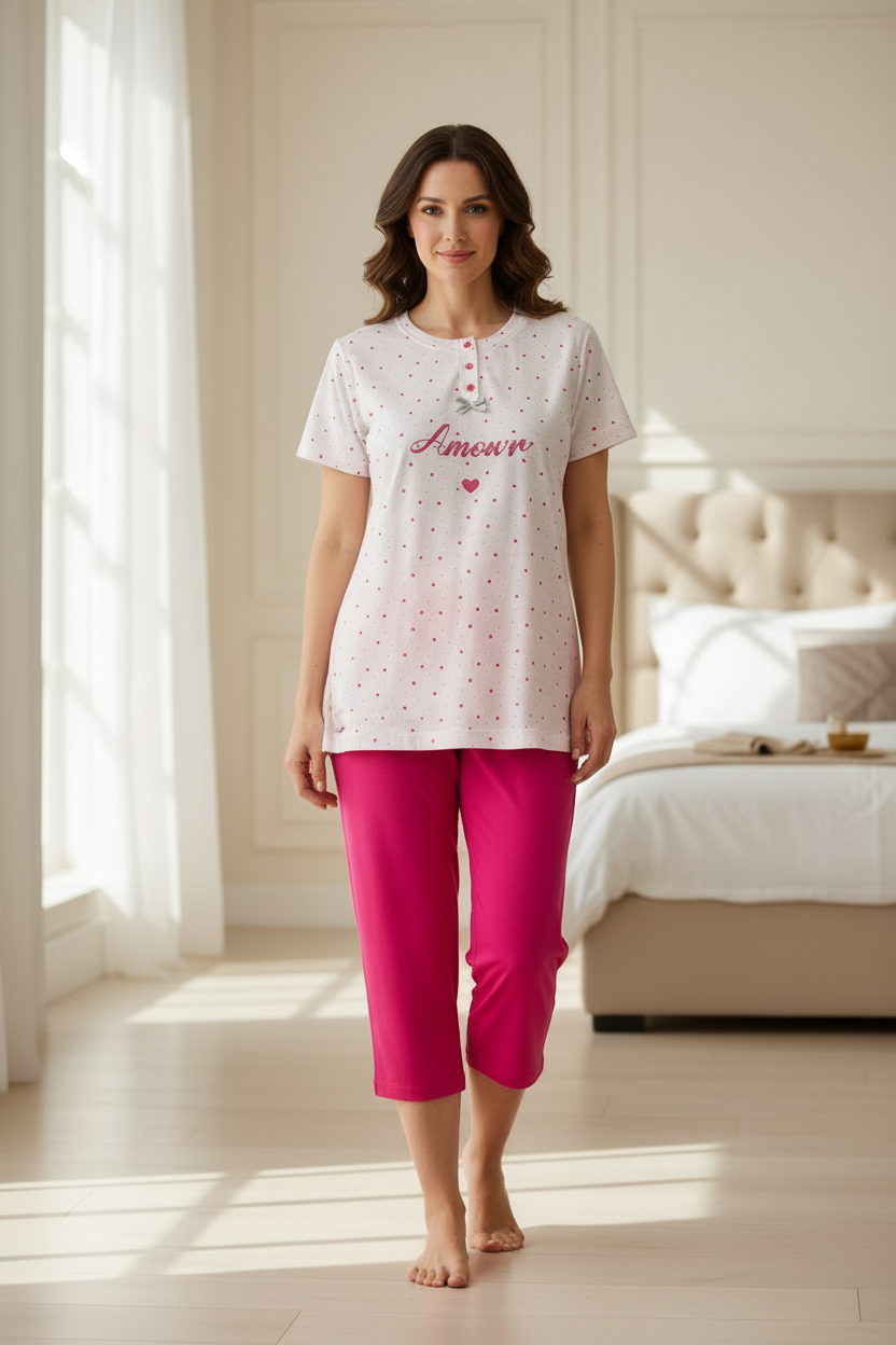 Pigiama donna Maxi T-shirt e pantalone capri - YOU&ME