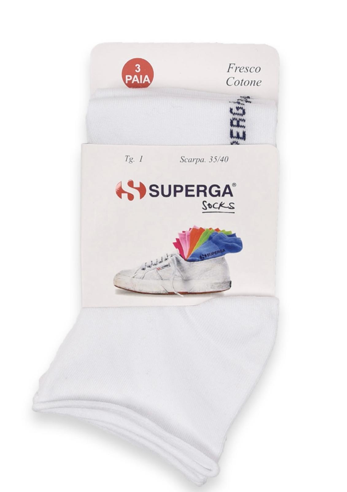 Tripack Calzini Unisex smollati corti in fresco cotone SUPERGA
