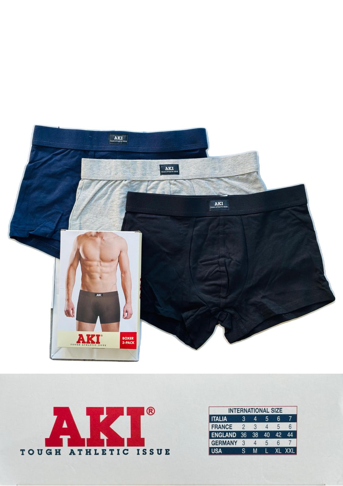 Tripack Boxer Uomo Elastico Ricoperto, Colori Tinta Unita AKI