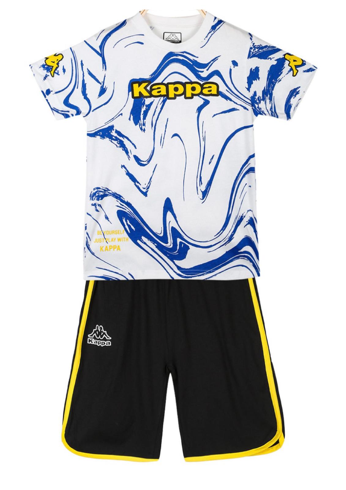 Completo Bambino T-shirt fantasia + bermuda nero KAPPA