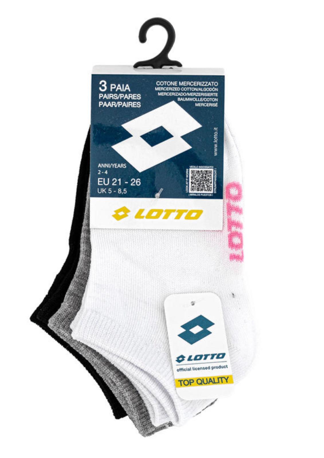 Tripack calzini Kids e Junior corti unisex in cotone LOTTO