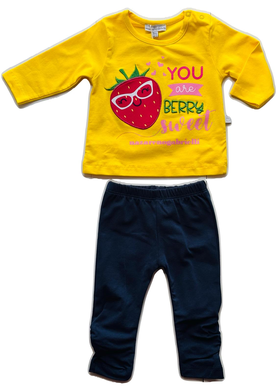Completo Neonata 2 pezzi T-Shirt manica lunga cotone + leggins NAZARENO GABRIELLI