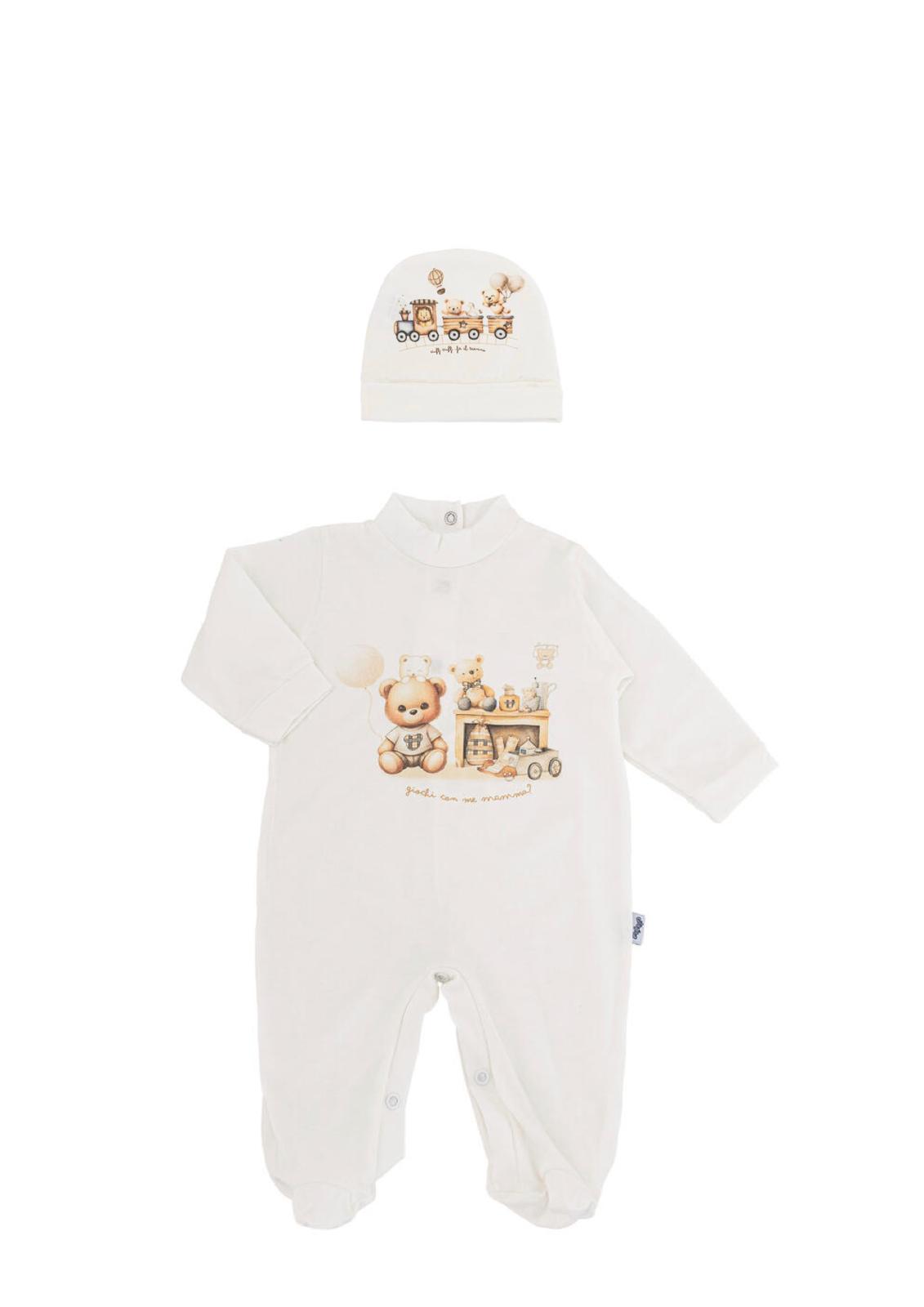 Tutina Neonato 100% cotone con cappellino coordinato CILIEGINA