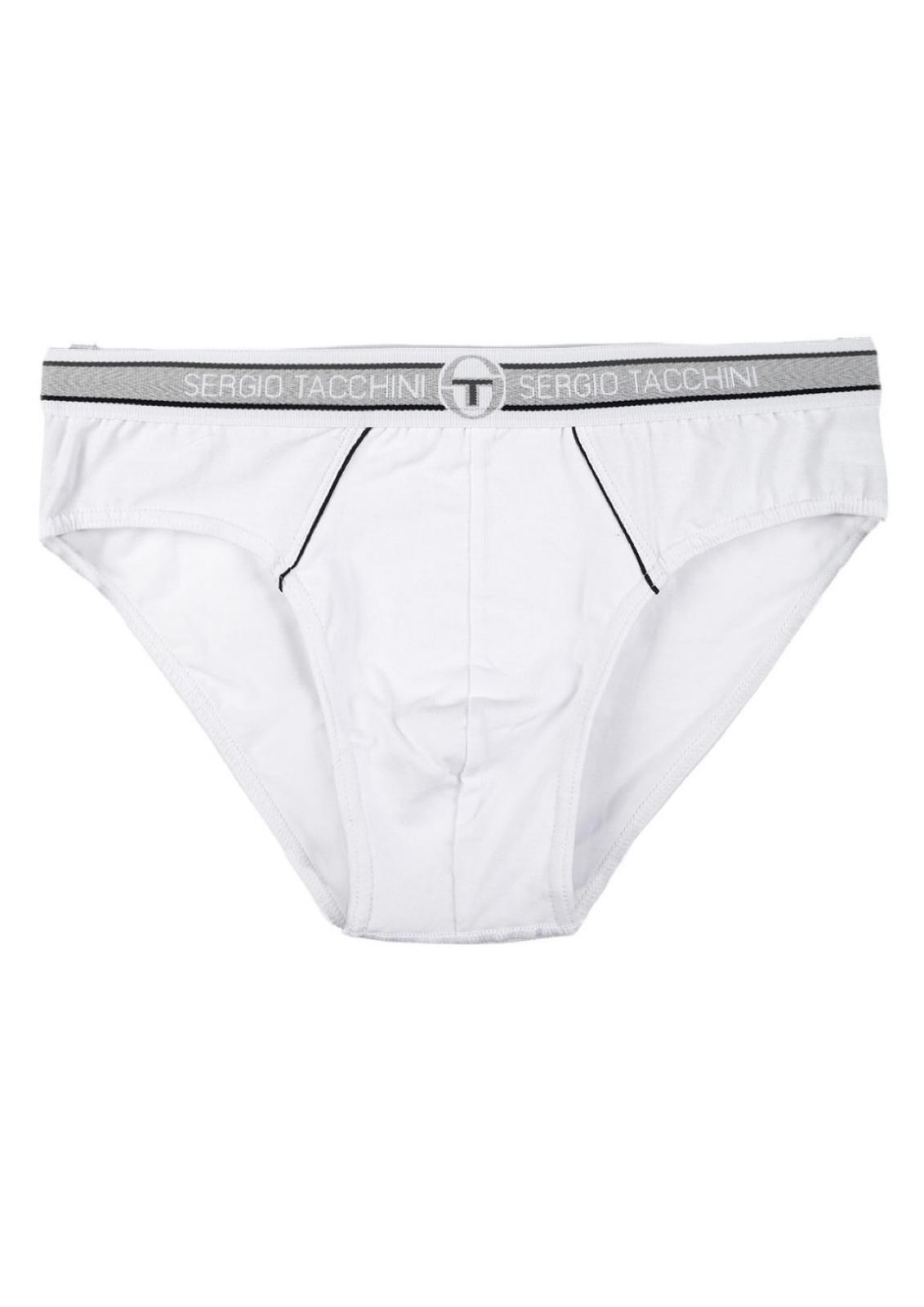 Slip bianchi in cotone elastico in vita con scritta marchio SERGIO TACCHINI