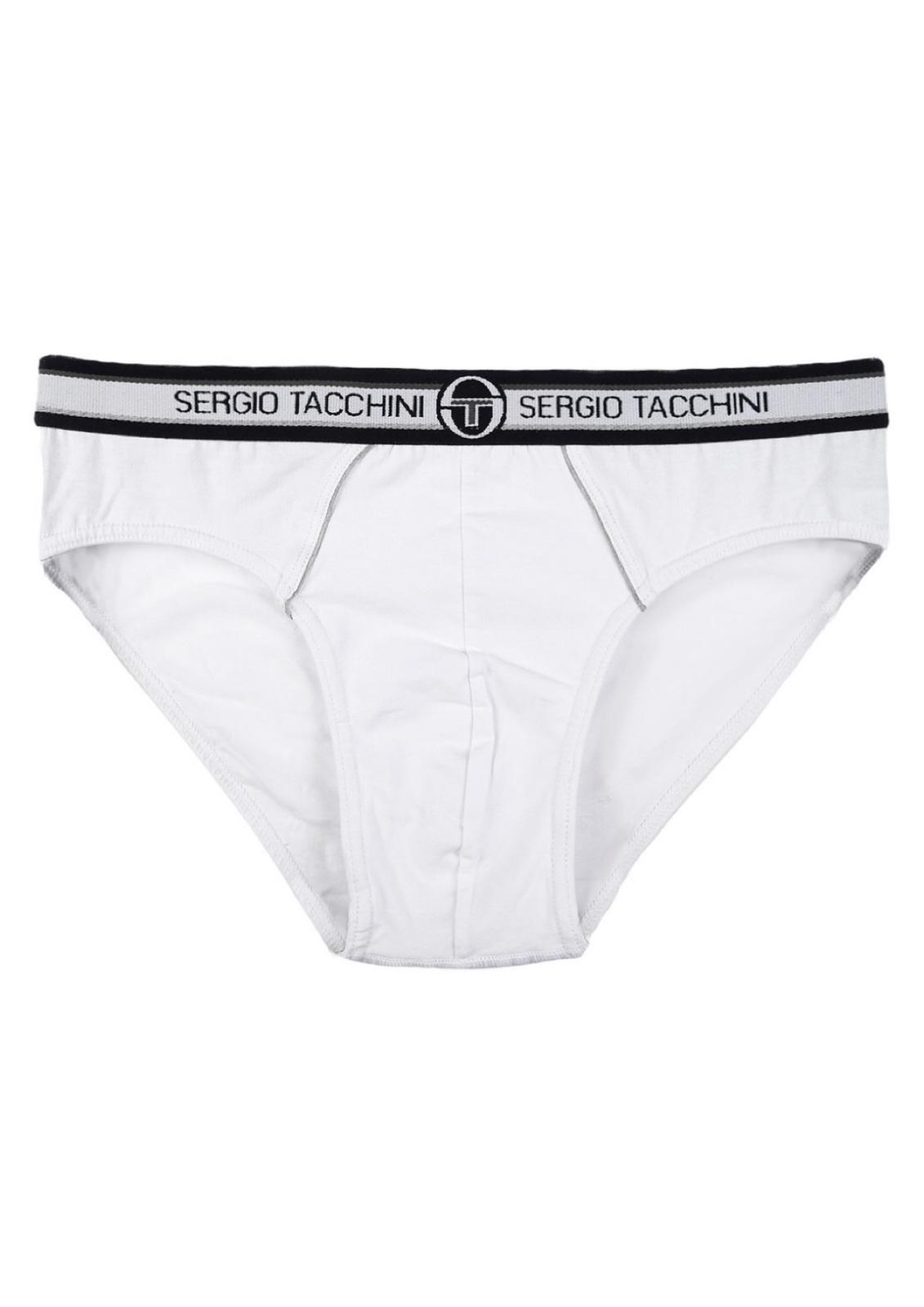 Slip bianchi in cotone elastico in vita con scritta marchio SERGIO TACCHINI