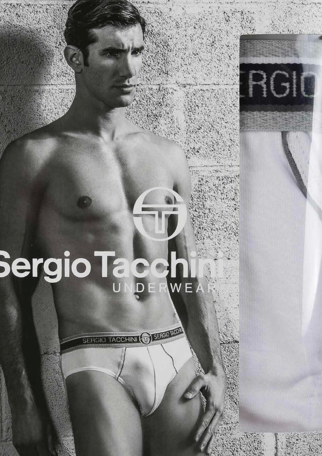 Slip bianchi in cotone elastico in vita con scritta marchio SERGIO TACCHINI