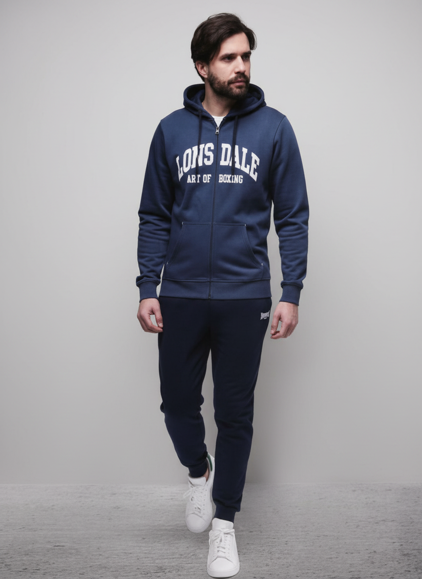 Tuta in felpa di cotone con cappuccio e zip LONSDALE - Taglia L