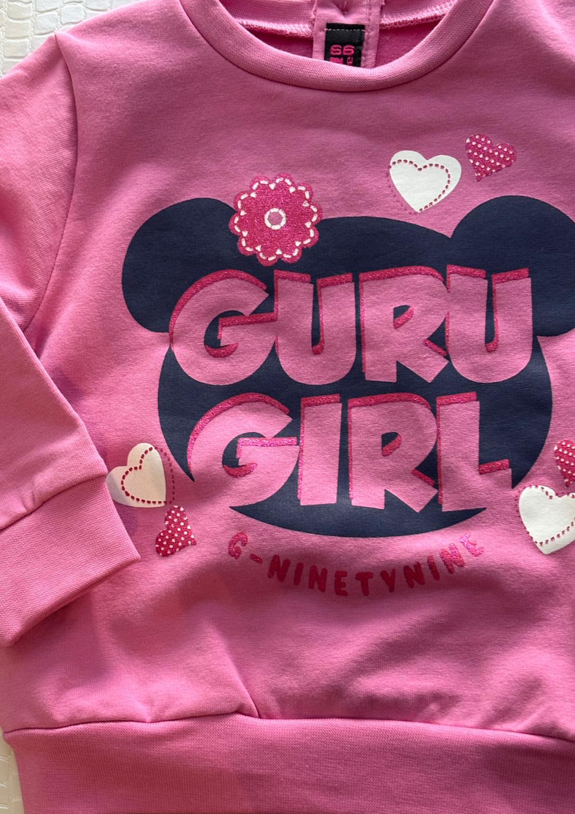Tuta in felpa di cotone neonata fucsia e blu notte GURU - Taglia 9/12 mesi