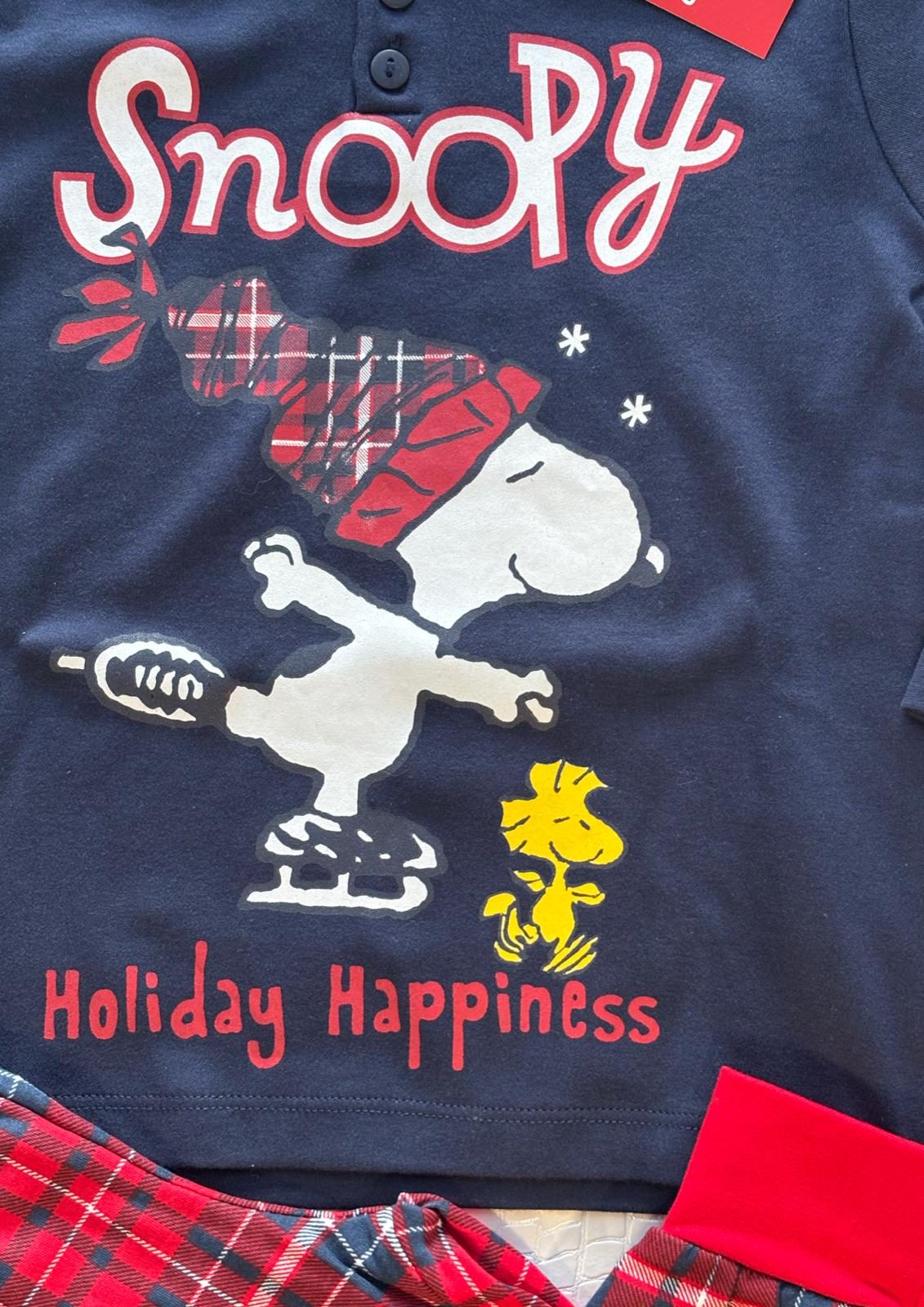 Pigiamino natalizio bimbo in caldo cotone SNOOPY - Taglia 3/4 anni