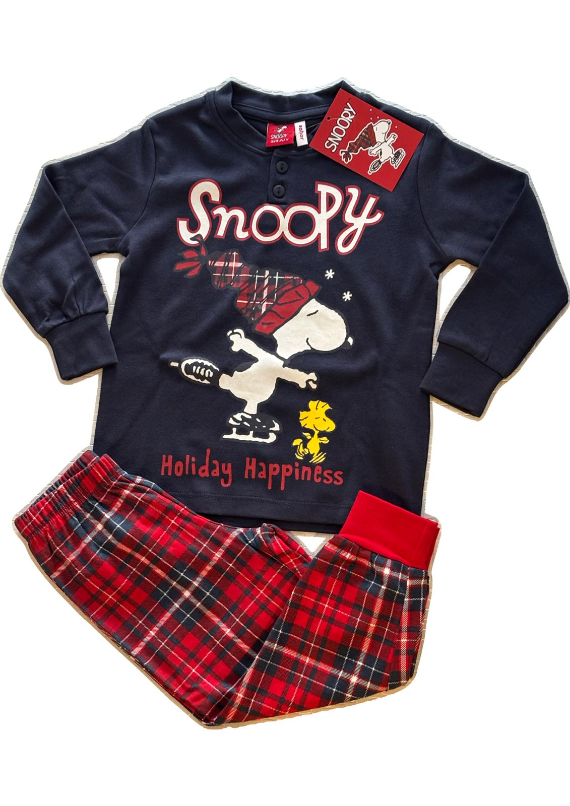 Pigiamino natalizio bimbo in caldo cotone SNOOPY - Taglia 3/4 anni