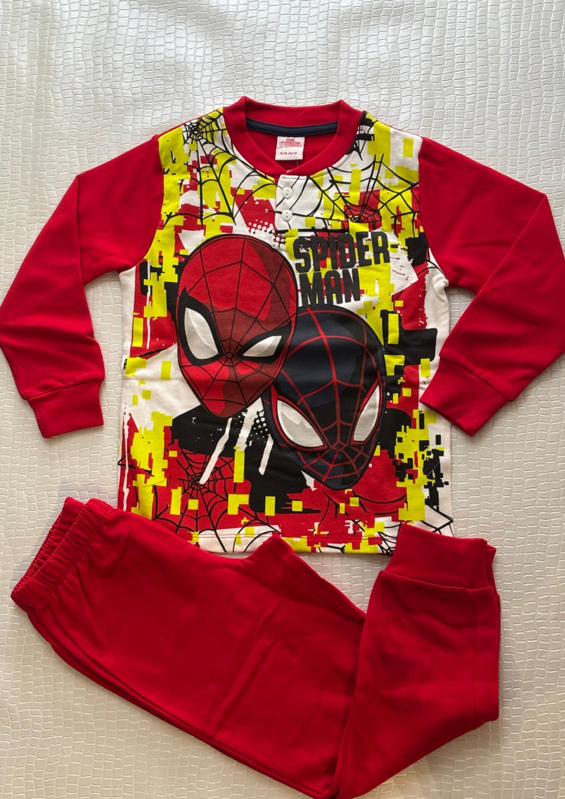 Pigiama bambino cotone felpato SPIDERMAN - Taglie dalla 3 alla 8 anni