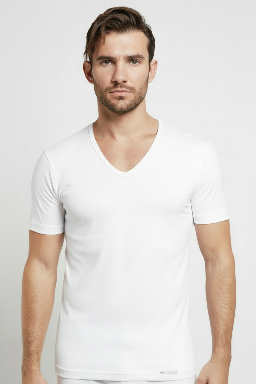 Maglia Uomo Mezza Manica collo a punta lana e cotone - NOTTINGHAM