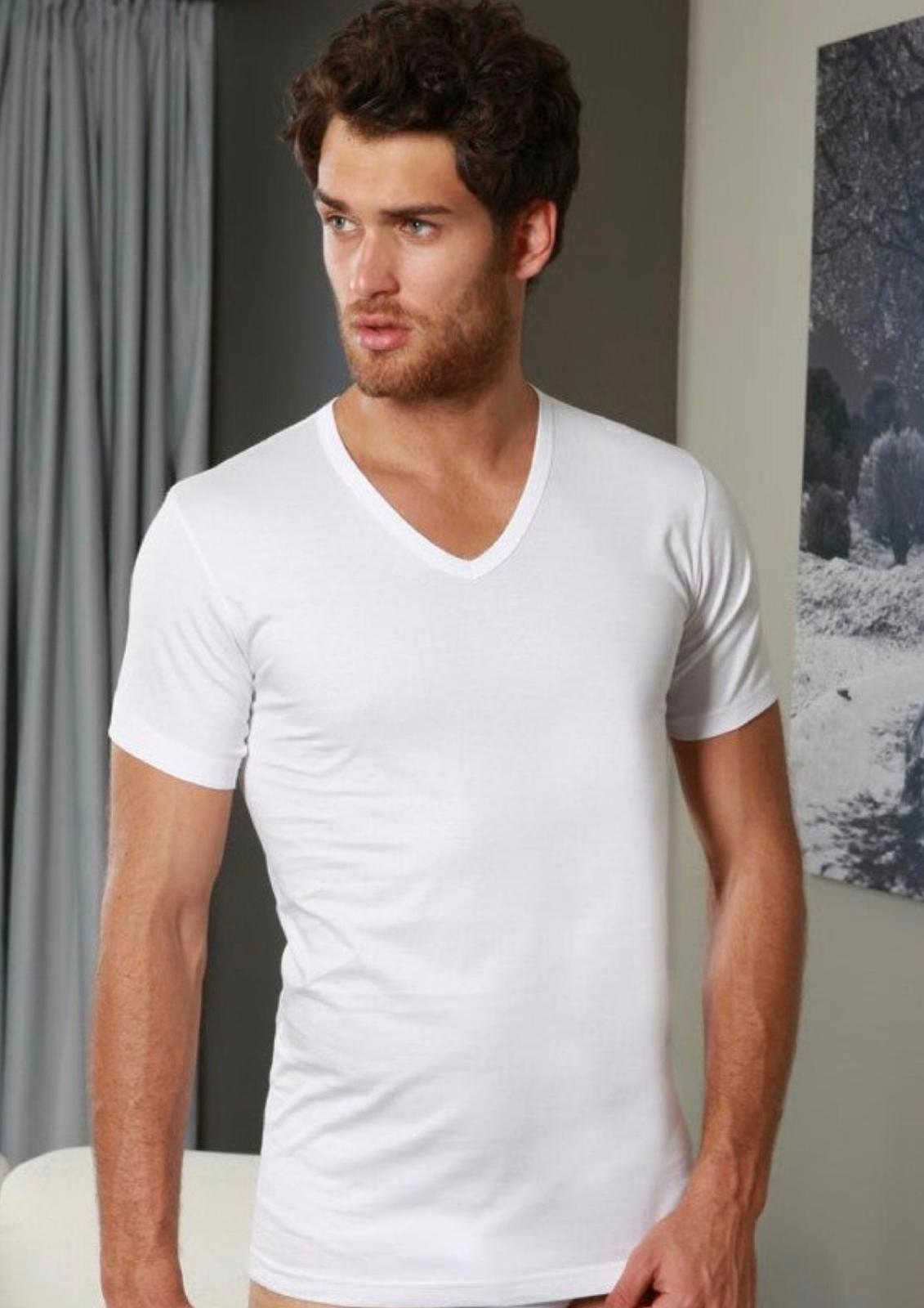 Maglia mezza manica scollo a V cotone jersey NOTTINGHAM