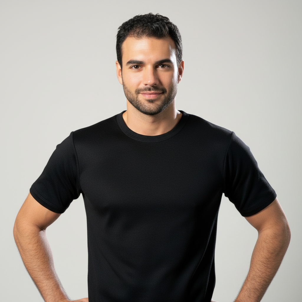 Maglia Uomo Mezza Manica girocollo cotone interlock felpato Art.329 Nero, Blu e Grigio - LEABLE
