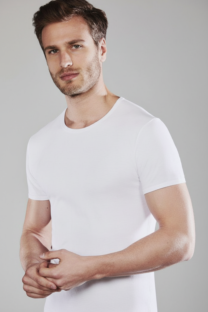 T-shirt Uomo maniche corte girocollo cotone elasticizzato - LIABEL