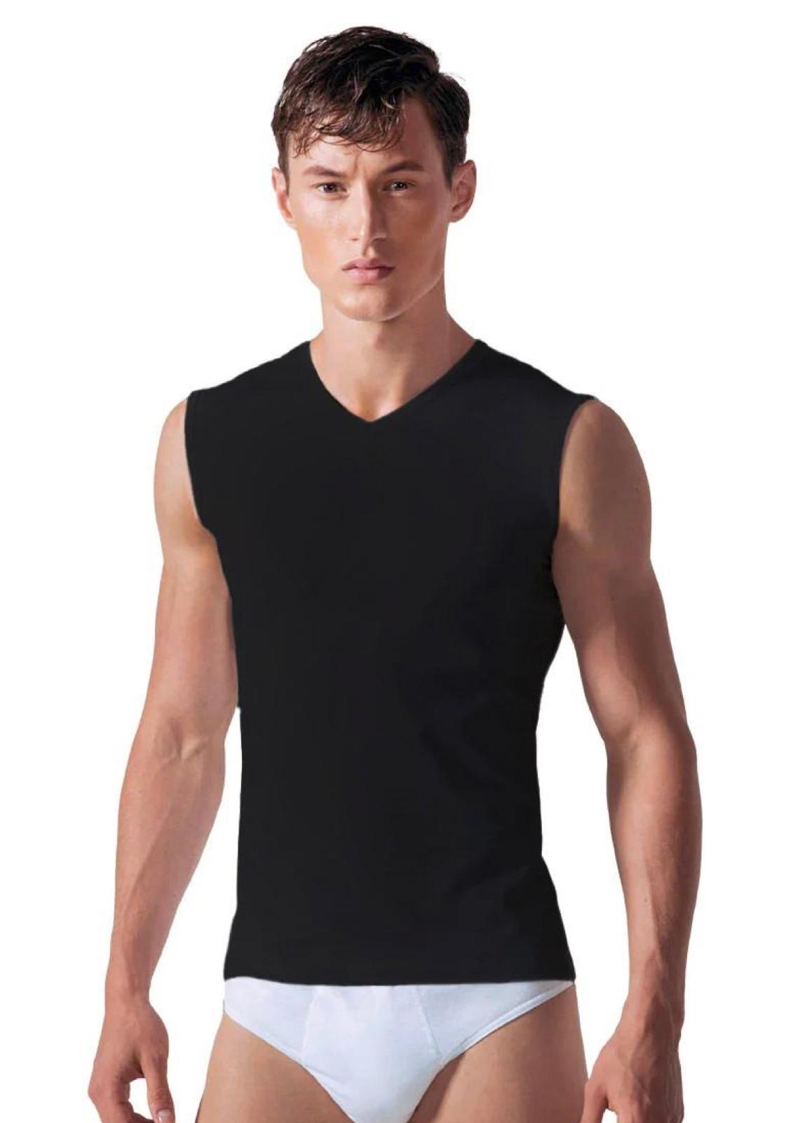 T-shirt smanicata scollo V cotone elasticizzato ROSSOPORPORA