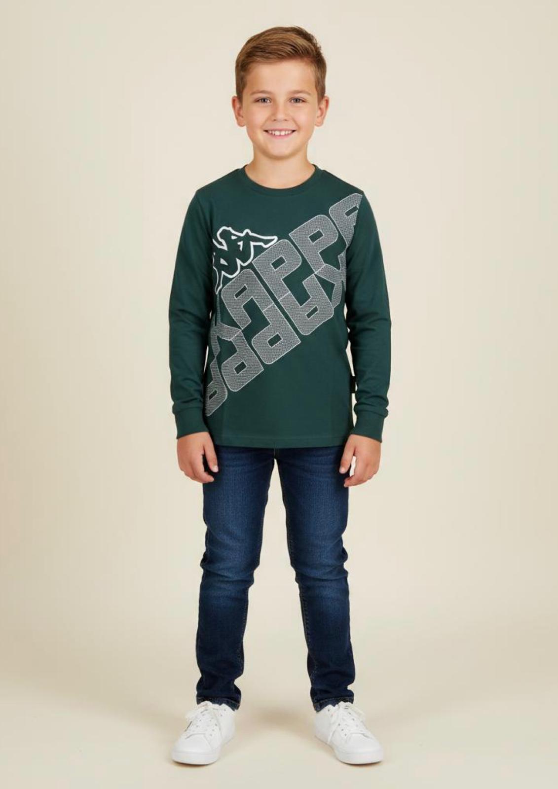 T-Shirt bambino e ragazzo manica lunga con stampa KAPPA - Taglie 8, 14 e 16 anni
