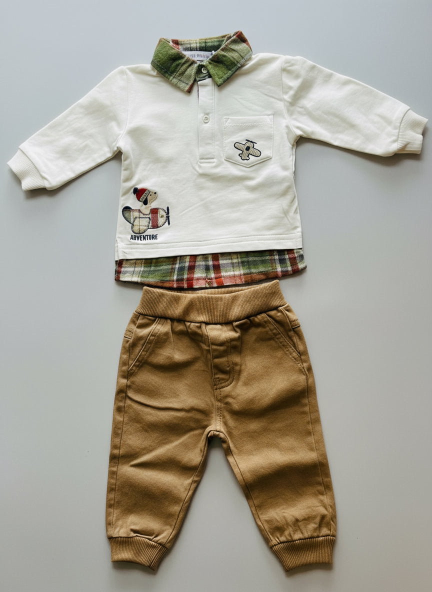 Completo Neonato maglia e pantalone in caldo cotone