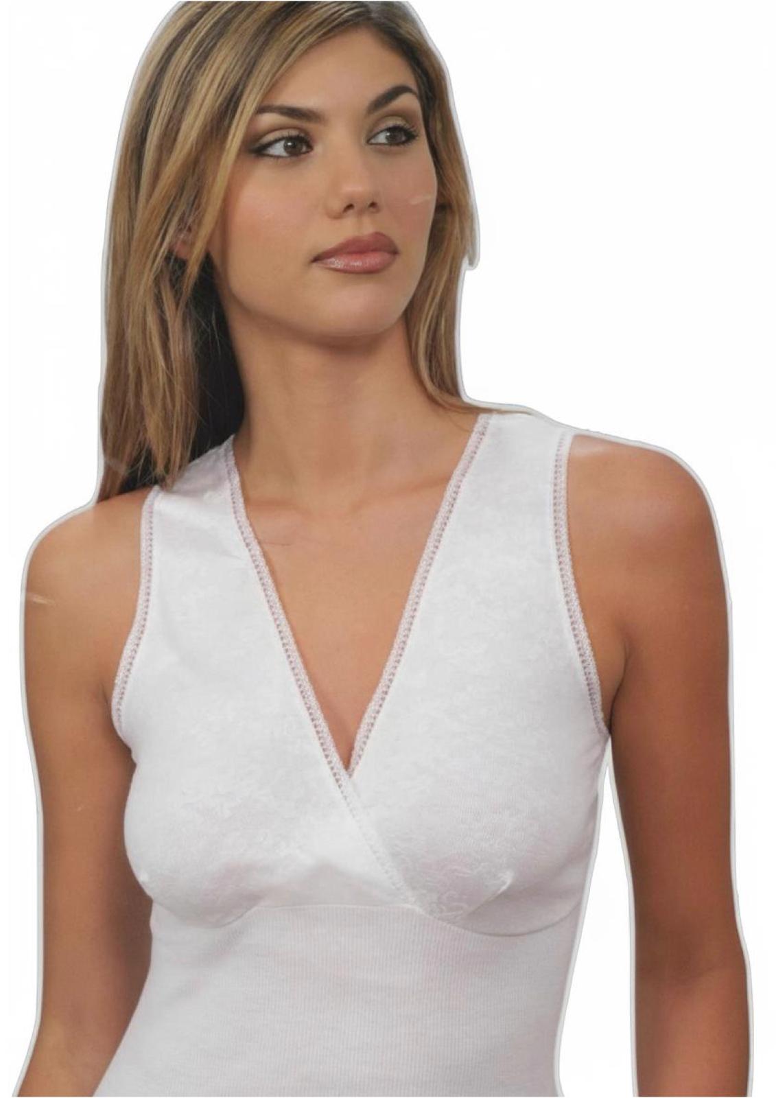 Canottiera donna spalla larga in 100% cotone con forma del seno - LEABLE
