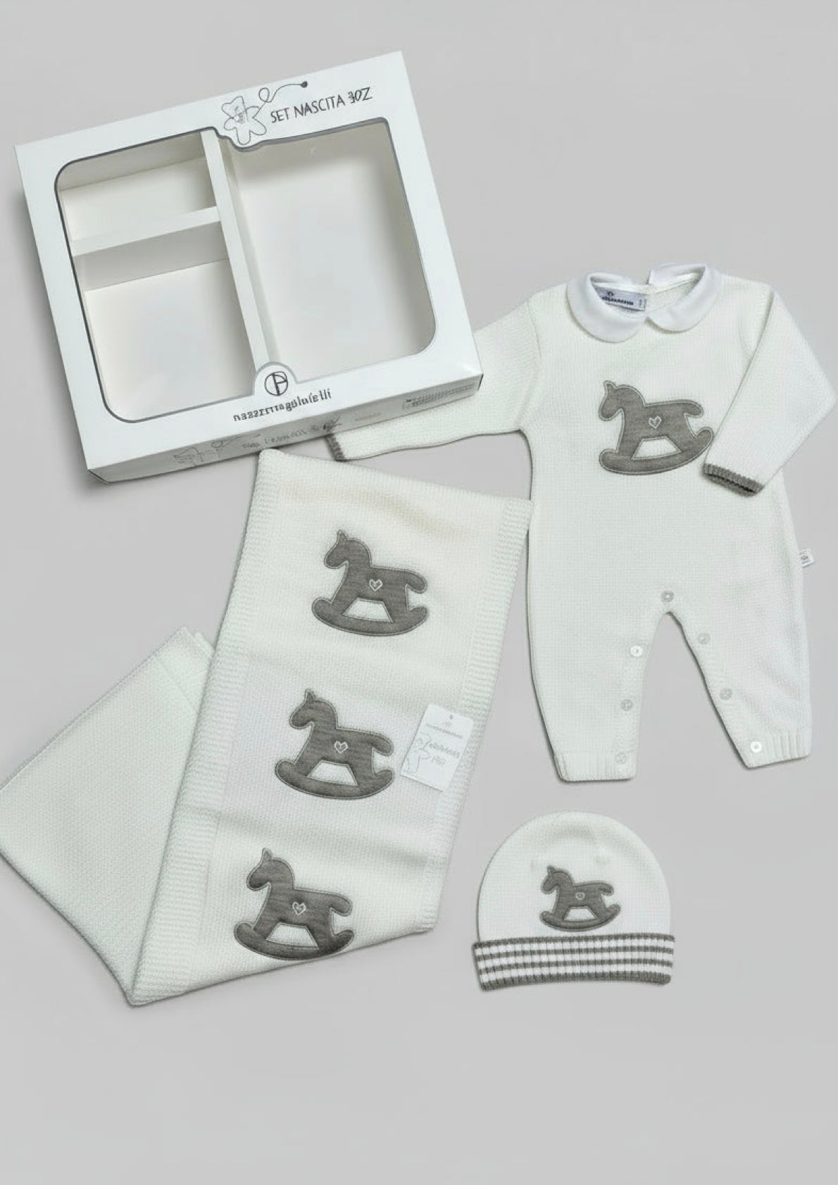 Set Nascita 3 pezzi neonato Tutina Coperta e Cappello NG-3488 NAZARENO GABRIELLI