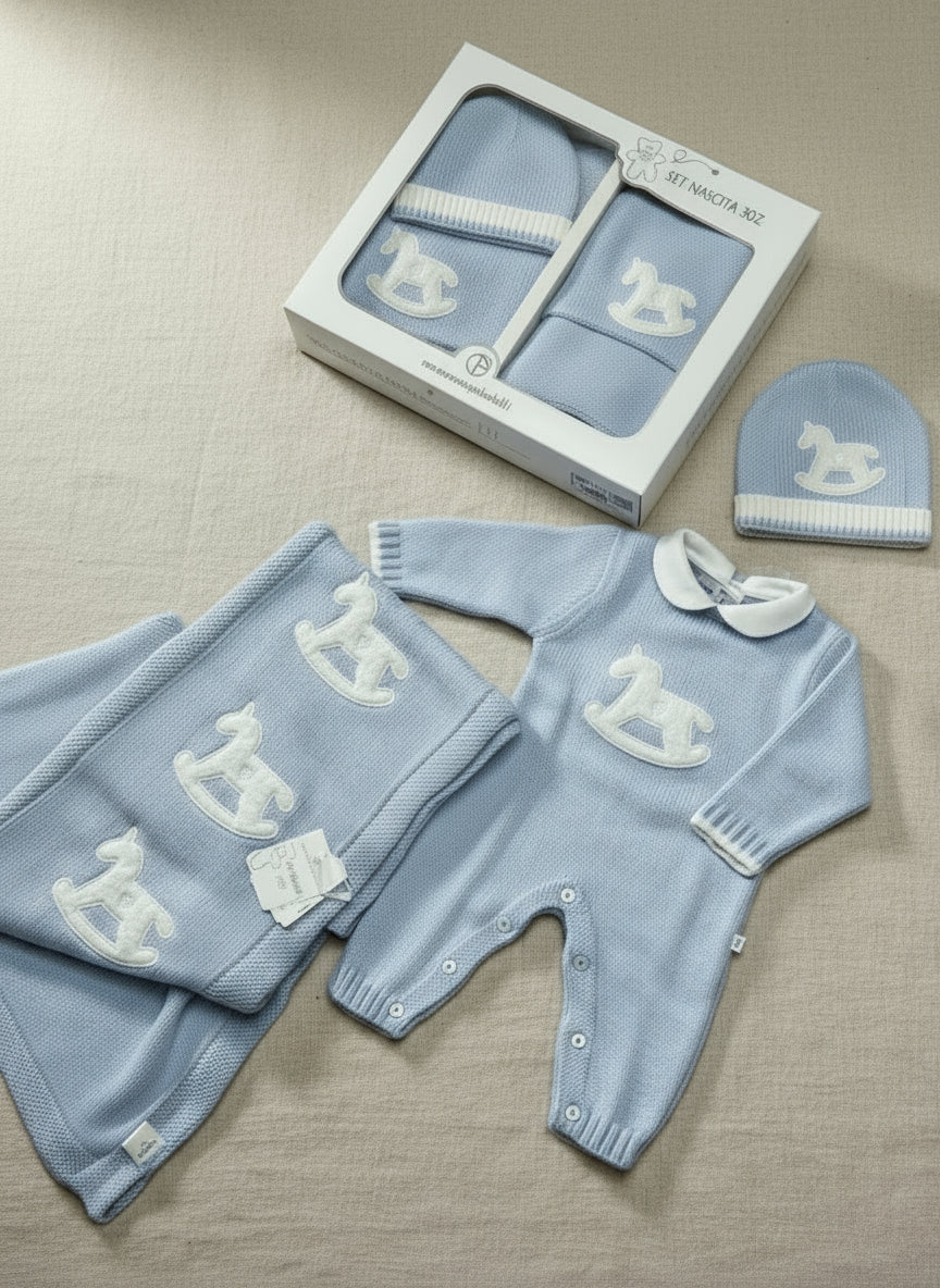Set Nascita 3 pezzi neonato Tutina Coperta e Cappello NG-3488 NAZARENO GABRIELLI