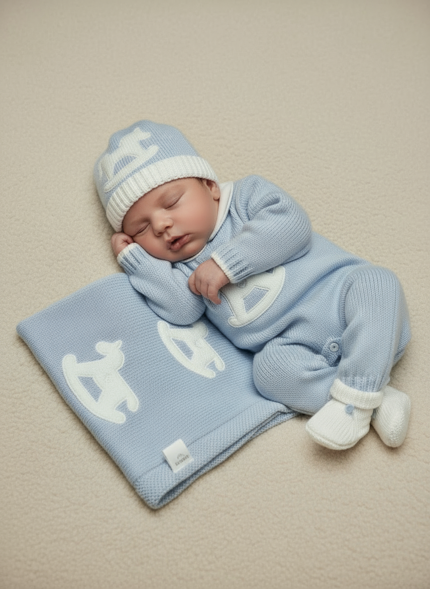 Set Nascita 3 pezzi neonato Tutina Coperta e Cappello NAZARENO GABRIELLI