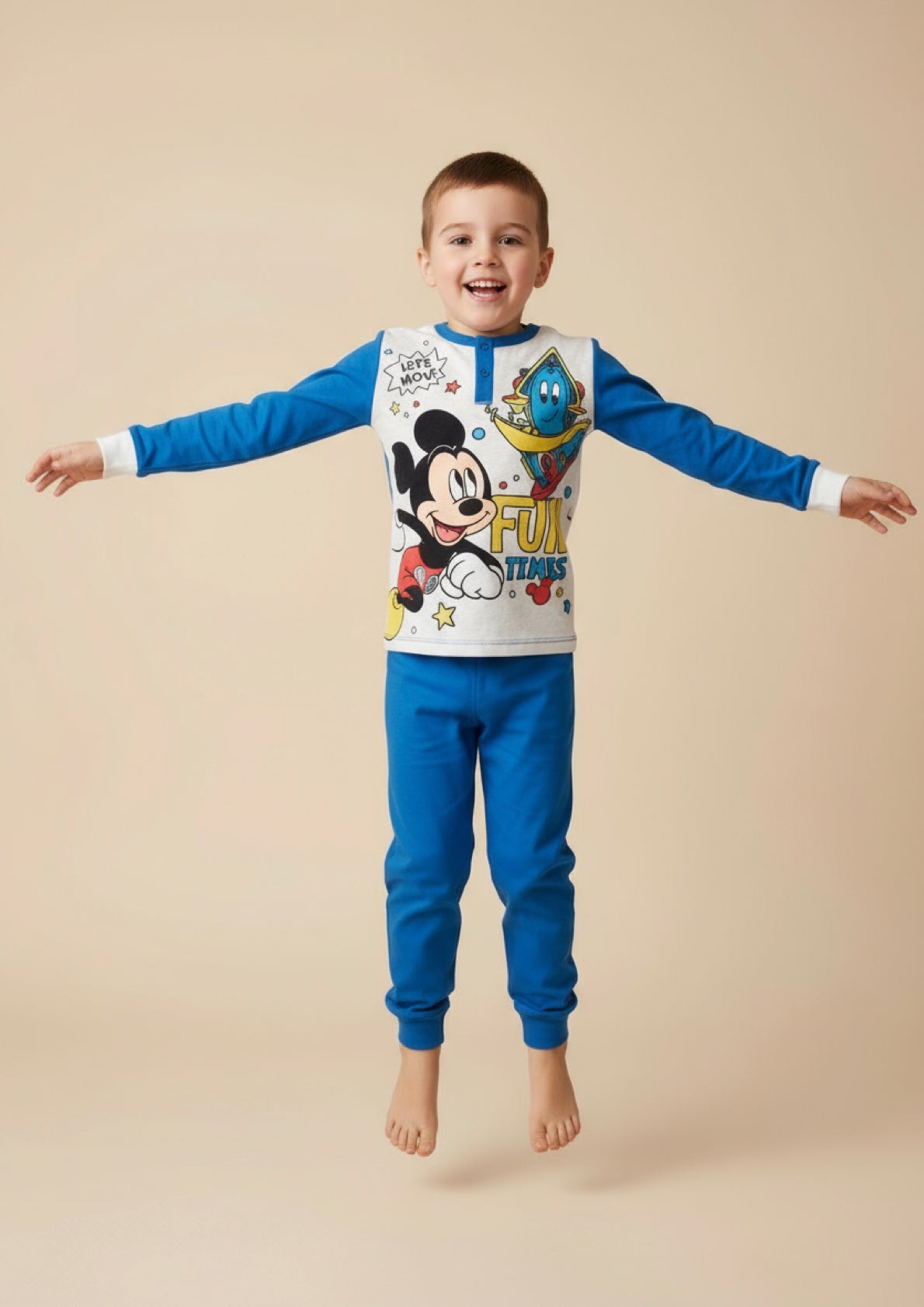 Pigiama Bambino manica lunga primaverile in Jersey di Cotone Mickey DISNEY JUNIOR - Taglie 5 e 6 anni