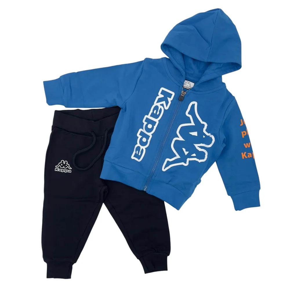 Tuta neonato in cotone garzato con zip e cappuccio KAPPA