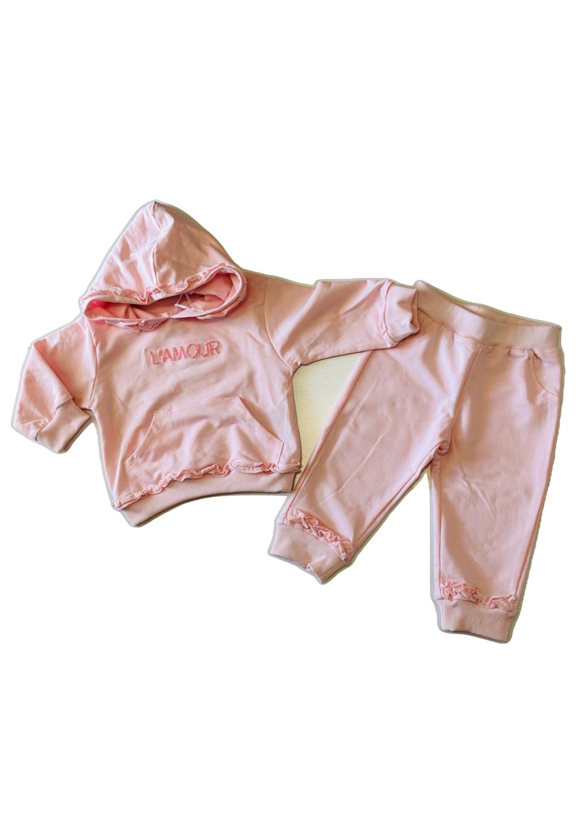 Tuta garzata primaverile con cappuccio e pantaloni con elastico in vita LOLLITOP - Taglie 6/9 mesi e 9/12 mesi