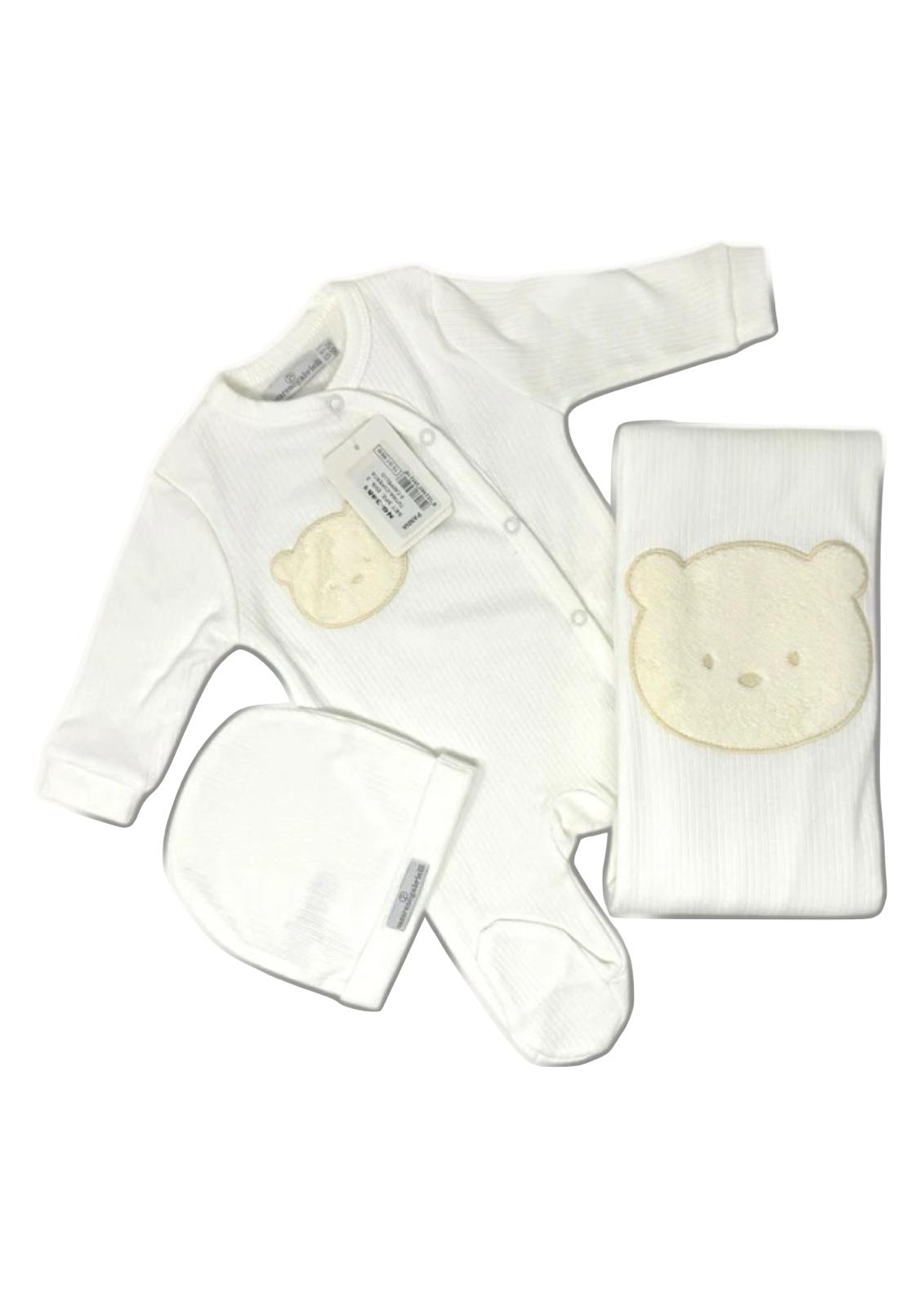 Set Nascita 3 Pezzi, copertina + Tutina + Cappellino, in Puro Cotone NAZARENO GABRIELLI