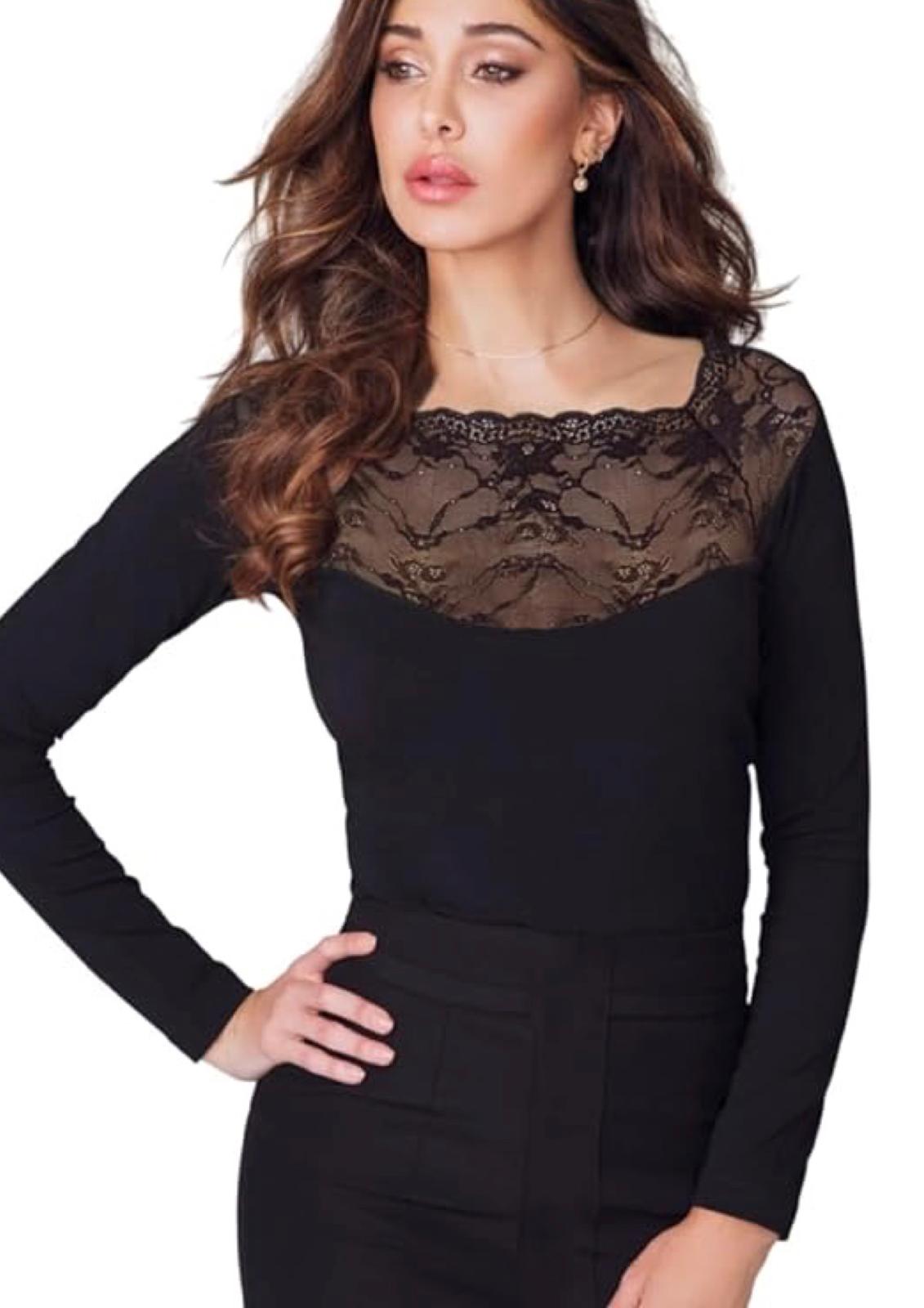 Maglia scollo dritto sottogiacca in pizzo 4464 JADEA
