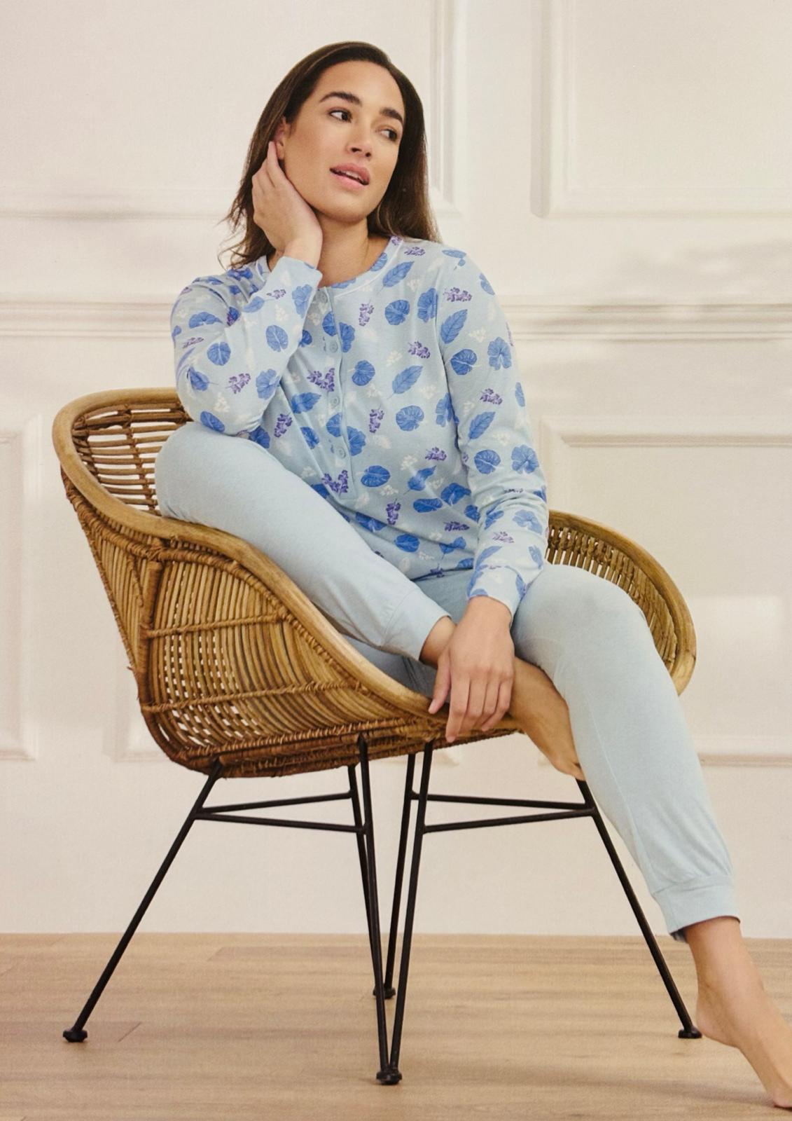 Pigiama donna manica lunga in jersey di cotone ORONERO - Taglia 48