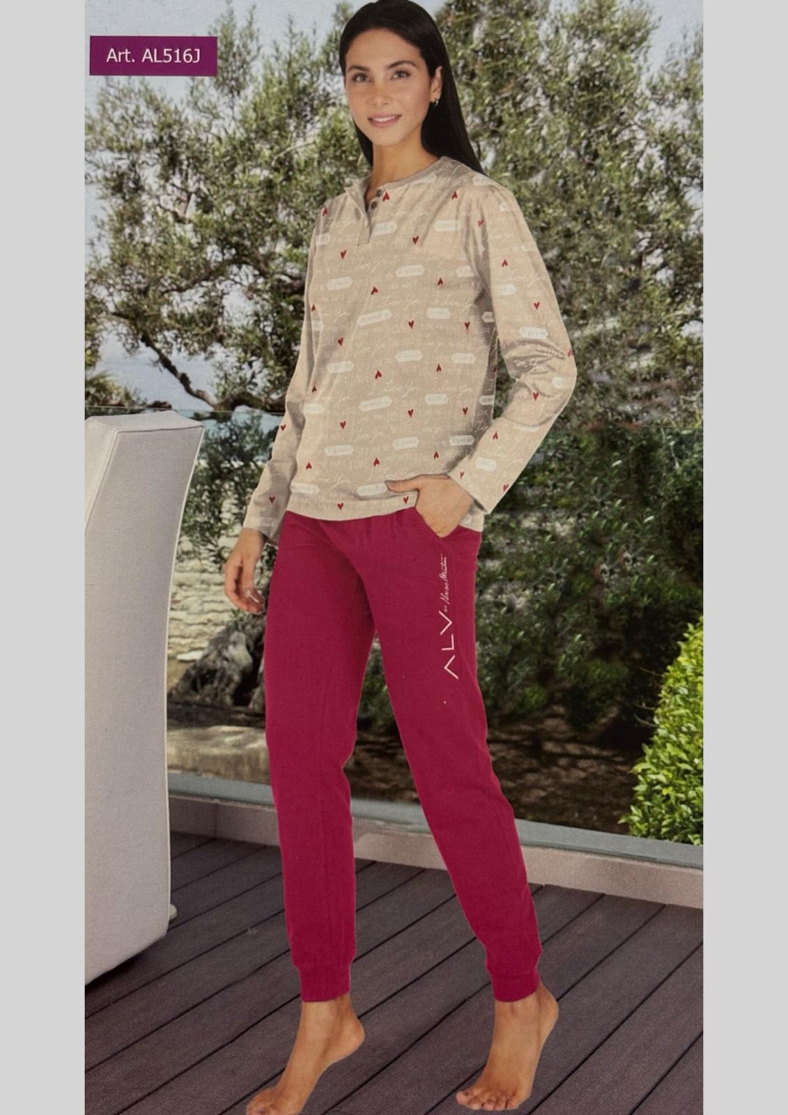 Pigiama donna manica lunga in jersey ALV by ALVIERO MARTINI
