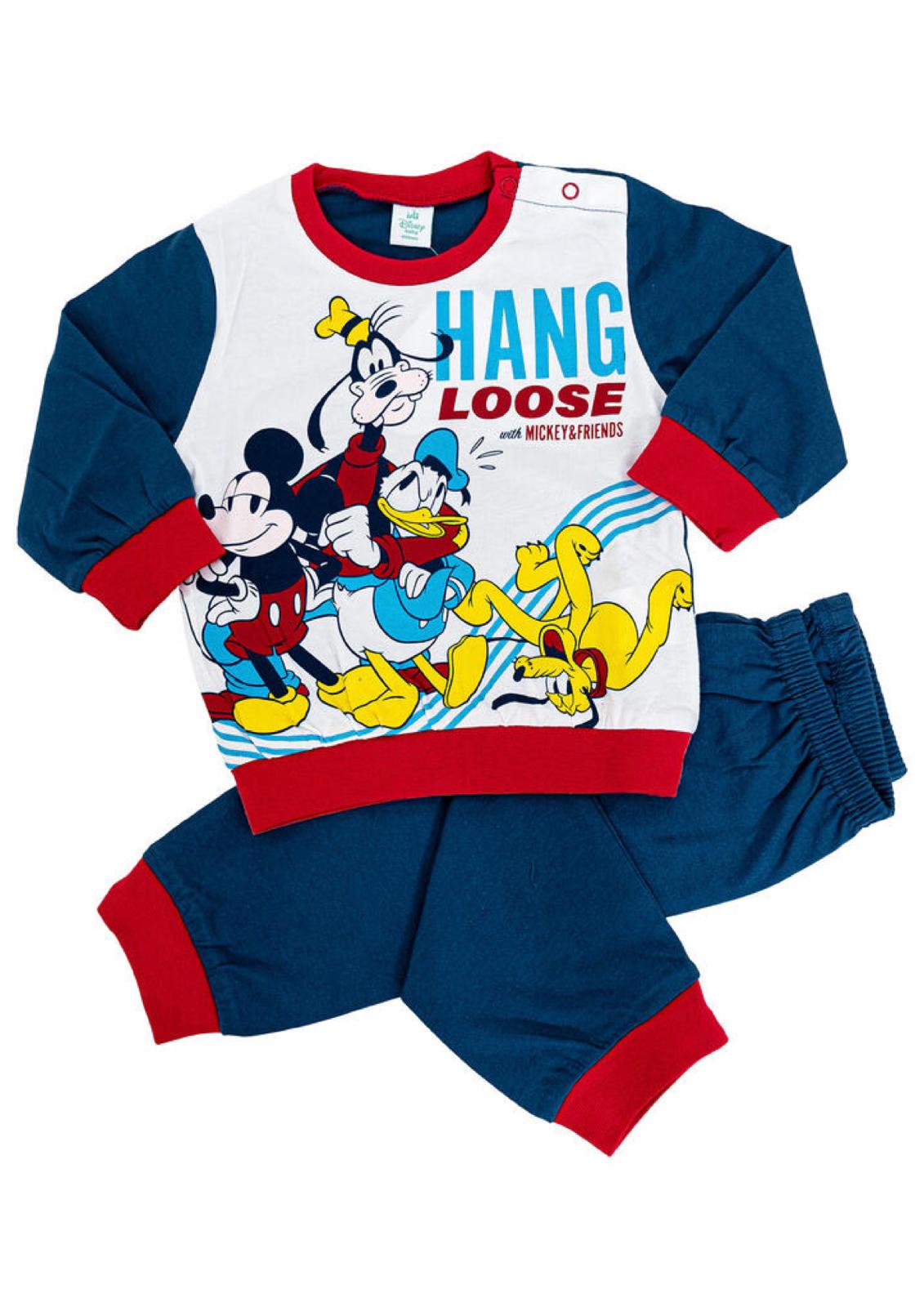 Pigiama Neonato e Bambino manica lunga primaverile in Jersey di Cotone Mickey Mouse Disney ELLEPI - Taglie dalla 6 mesi alla 3 anni