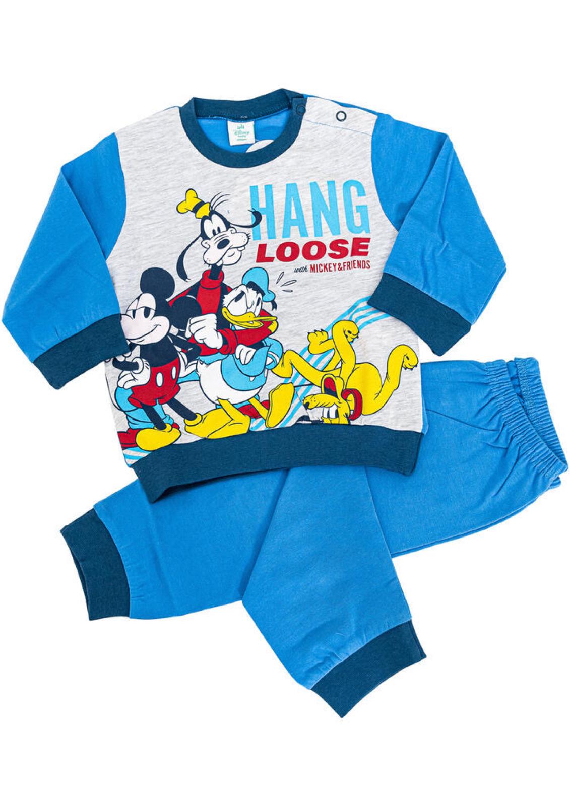 Pigiama Neonato e Bambino manica lunga primaverile in Jersey di Cotone Mickey Mouse Disney ELLEPI - Taglia 9 mesi